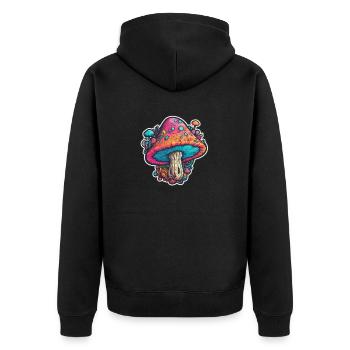 pilze - Unisex Premium Bio Zip Hoodie - Schwarz - Hinten - Nico (187cm)