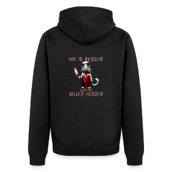 Gruseliger Koch Katze - Unisex Premium Bio Zip Hoodie - Schwarz - Hinten - Nico (187cm)