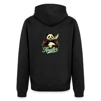 Ganjabär Legalisierung Kiffer - Unisex Premium Bio Zip Hoodie - Schwarz - Hinten - Nico (187cm)