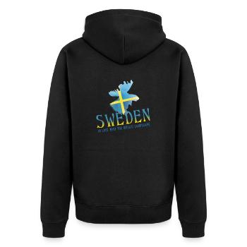 Sweden Sverige Schweden - Unisex Premium Bio Zip Hoodie - Schwarz - Hinten - Nico (187cm)