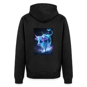 Taureau Taureau Vache Fantaisie - Veste à capuche bio Premium Unisexe - noir - Dos - Nico (187cm)