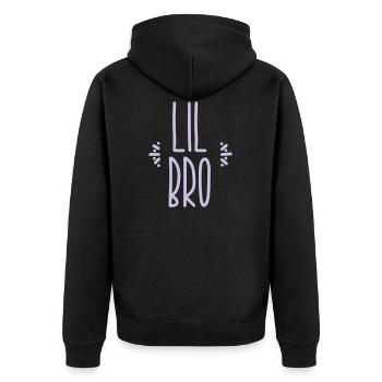 lil bro - Unisex Premium Organic Zip Hoodie - black - Back - Nico (187cm)