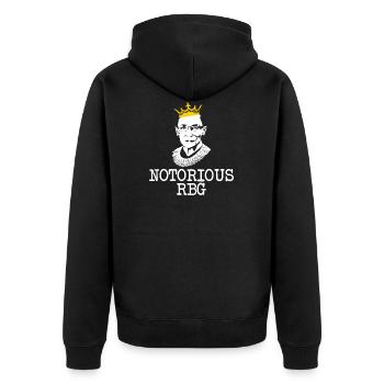 Notorious RBG Feministisches Geschenk - Unisex Premium Bio Zip Hoodie - Schwarz - Hinten - Nico (187cm)