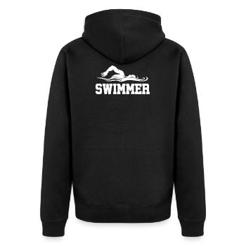 Schwimmen Schwimmer Sport Meer Swimmer Sportler - Unisex Premium Bio Zip Hoodie - Schwarz - Hinten - Nico (187cm)