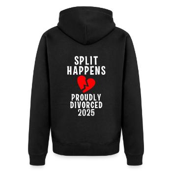 Frisch geschieden Spruch lustig Scheidung 2025 - Unisex Premium Bio Zip Hoodie - Schwarz - Hinten - Nico (187cm)