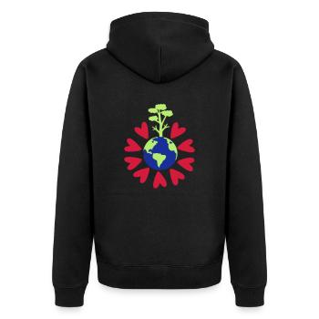 Love our Earth planet - Unisex Premium Organic Zip Hoodie - black - Back - Nico (187cm)