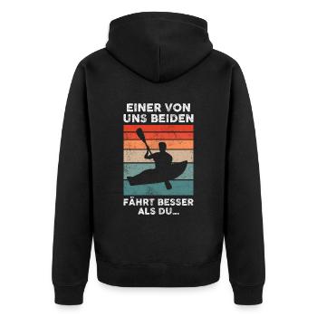 Kanurennsport Kanu Kanusport Sprüche Geschenk - Unisex Premium Bio Zip Hoodie - Schwarz - Hinten - Nico (187cm)