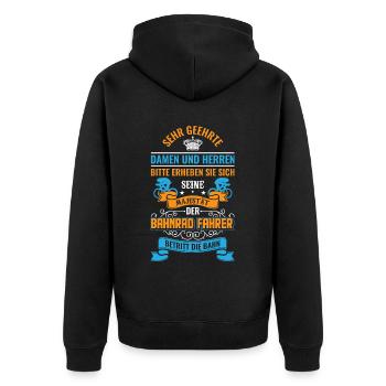 Bahnrad Bahnradfahrer Sprüche Geschenk - Unisex Premium Bio Zip Hoodie - Schwarz - Hinten - Nico (187cm)