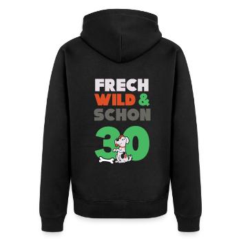 Geschenk 30 Jahre Geburtstag Frau Hund - Unisex Premium Bio Zip Hoodie - Schwarz - Hinten - Nico (187cm)