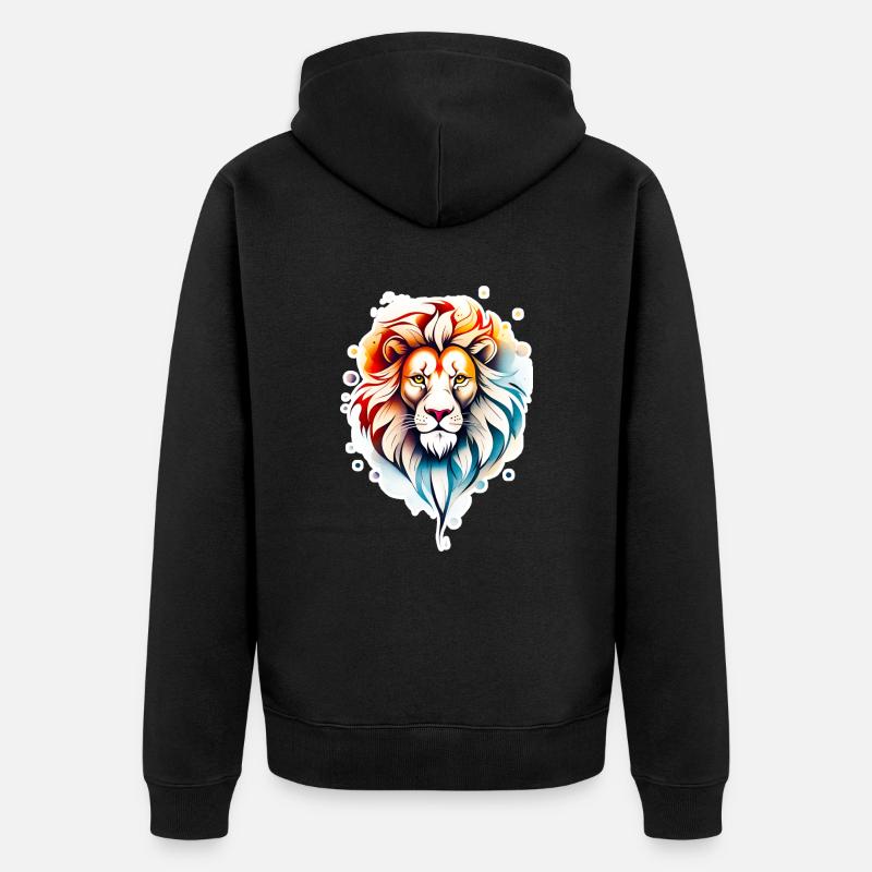 Löwe - Unisex Premium Bio Zip Hoodie - Schwarz