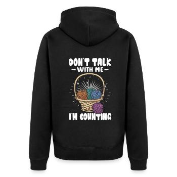 Don't talk with me I'm counting - Unisex Premium Bio Zip Hoodie - Schwarz - Hinten - Nico (187cm)