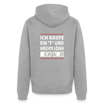 Antifaschistisches Statement Protest - Unisex Premium Bio Zip Hoodie - Grau meliert - Hinten - Nico (187cm)