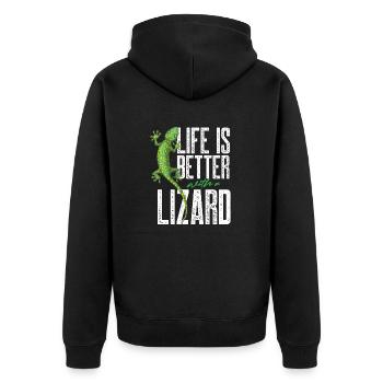 life is better with a lizard Design for a lizard - Unisex Premium Bio Zip Hoodie - Schwarz - Hinten - Nico (187cm)