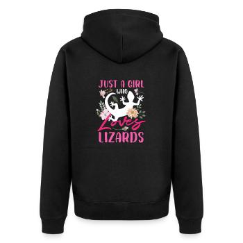 Juste une fille qui aime le design des lézards - Veste à capuche bio Premium Unisexe - noir - Dos - Nico (187cm)