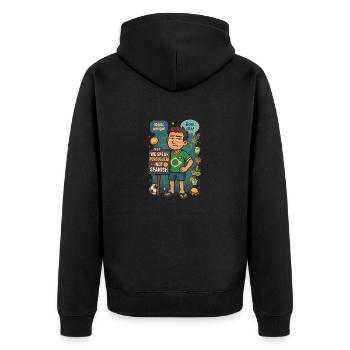 Brazilians speak portuguese not spanish - Unisex Premium Organic Zip Hoodie - black - Back - Nico (187cm)