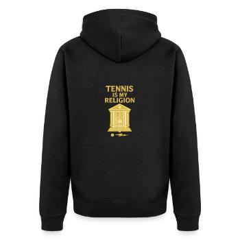 Tennis is my religion - Unisex Premium Organic Zip Hoodie - black - Back - Nico (187cm)