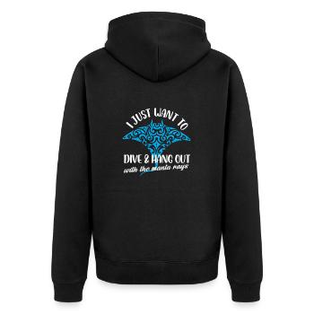 I Just Want To Dive And Hang Out With Manta Rays - Unisex Premium Bio Zip Hoodie - Schwarz - Hinten - Nico (187cm)