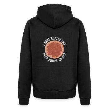 I Just Really Like Beef Jerky Okay Dried Meat - Unisex Premium Organic Zip Hoodie - black - Back - Nico (187cm)