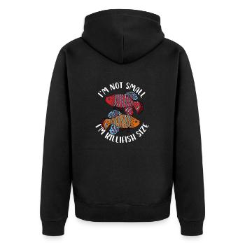 Im not small Im killifish size Design for a - Unisex Premium Bio Zip Hoodie - Schwarz - Hinten - Nico (187cm)
