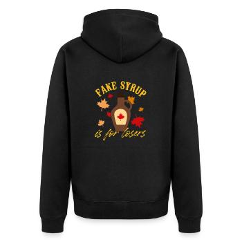 fake syrup is for losers Design for a lover of - Unisex Premium Bio Zip Hoodie - Schwarz - Hinten - Nico (187cm)