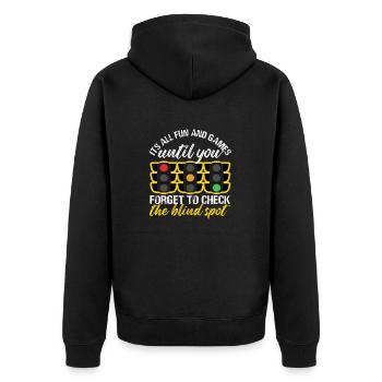 Fun and Games Blind Spot Design - Unisex Premium Organic Zip Hoodie - black - Back - Nico (187cm)