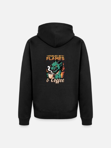 Dragon Coffee Mythical Creatures - Unisex Premium Bio Zip Hoodie - Schwarz