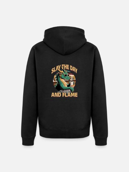 Dragon Coffee Mythical Creatures - Unisex Premium Organic Zip Hoodie - black