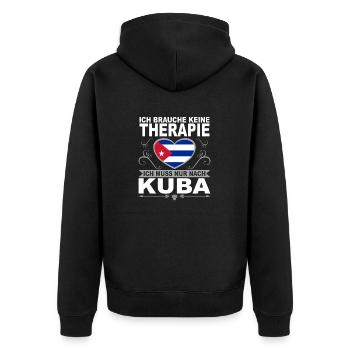 Ich muss nach Kuba Urlaub Karibik Geschenk - Unisex Premium Bio Zip Hoodie - Schwarz - Hinten - Nico (187cm)