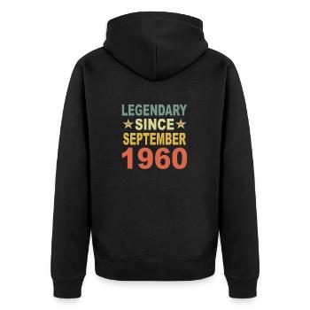 65 Years Birthday September 1960 Year Gift - Unisex Premium Organic Zip Hoodie - black - Back - Nico (187cm)