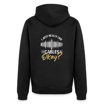 Thème « J’aime vraiment les câbles » - Veste à capuche bio Premium Unisexe - noir - Dos - Nico (187cm)