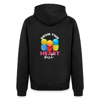 Drum Your Heart Out Fun Design - Unisex Premium Organic Zip Hoodie - black - Back - Nico (187cm)