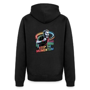 Keep the Momentum Sports Design - Unisex Premium Organic Zip Hoodie - black - Back - Nico (187cm)