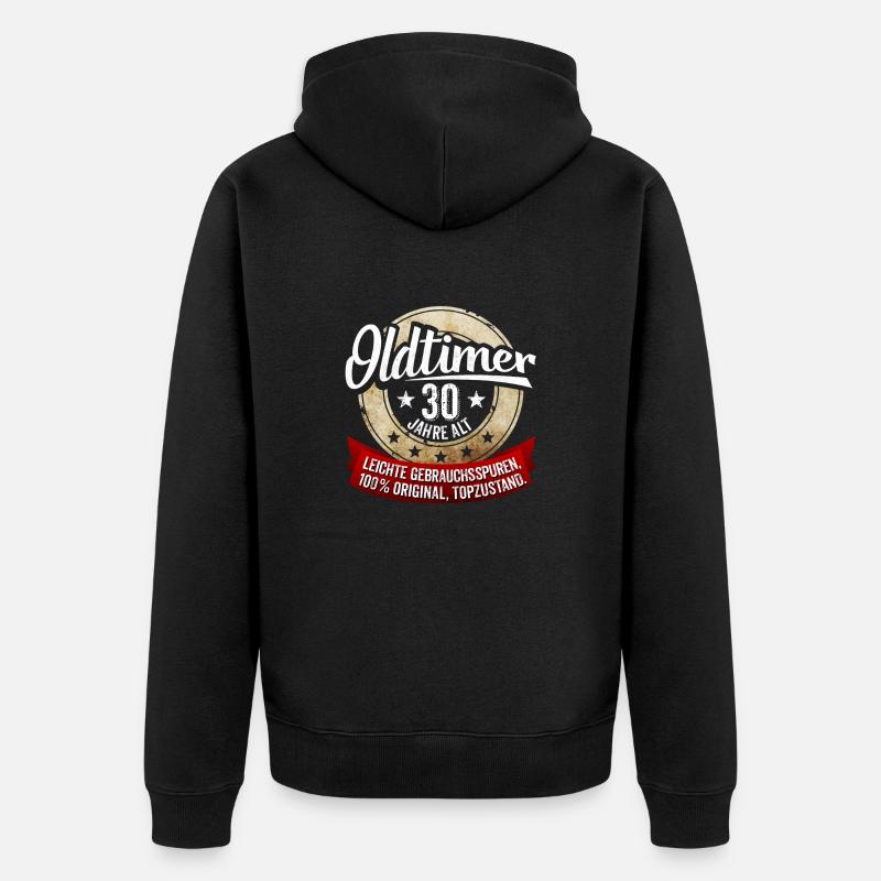 Oldtimer 30 Jahre alt - Unisex Premium Bio Zip Hoodie - Schwarz
