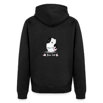 Katze niedlich kitty love girl illustration pink g - Unisex Premium Bio Zip Hoodie - Schwarz - Hinten - Nico (187cm)