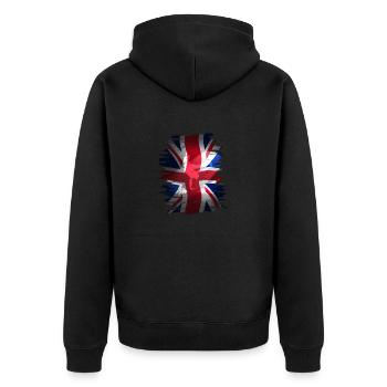 Union Jack brit England Fahne skater grunch street - Unisex Premium Bio Zip Hoodie - Schwarz - Hinten - Nico (187cm)