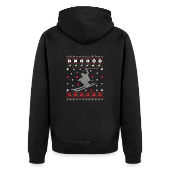 Skiing - ugly Christmas - Unisex Premium Organic Zip Hoodie - black - Back - Nico (187cm)