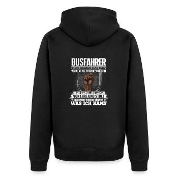 BUSFAHRER - Ehre und Stolz - Unisex Premium Bio Zip Hoodie - Schwarz - Hinten - Nico (187cm)