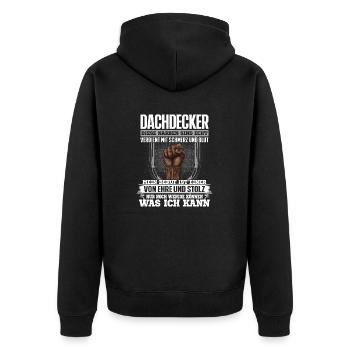 DACHDECKER - Ehre und Stolz - Unisex Premium Bio Zip Hoodie - Schwarz - Hinten - Nico (187cm)