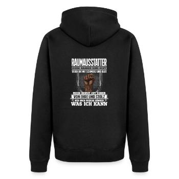 RAUMAUSSTATTER - Ehre und Stolz - Unisex Premium Bio Zip Hoodie - Schwarz - Hinten - Nico (187cm)