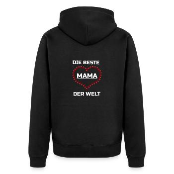 Die beste Mama der Welt - Unisex Premium Bio Zip Hoodie - Schwarz - Hinten - Nico (187cm)