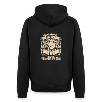 Sternzeichen Stier - ist perfekt - Unisex Premium Bio Zip Hoodie - Schwarz - Hinten - Nico (187cm)