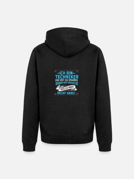 TECHNIKER - Unisex Premium Bio Zip Hoodie - Schwarz