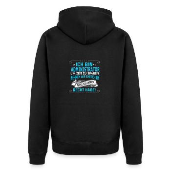 ADMINISTRATOR - Unisex Premium Bio Zip Hoodie - Schwarz - Hinten - Nico (187cm)
