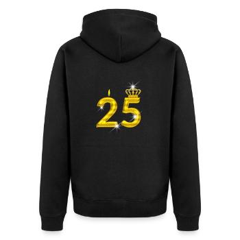 25 birthday - Crown - candle - gold - Unisex Premium Organic Zip Hoodie - black - Back - Nico (187cm)