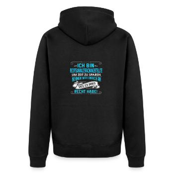 RECHTSANWALTSFACHANGESTELLTE - Unisex Premium Bio Zip Hoodie - Schwarz - Hinten - Nico (187cm)