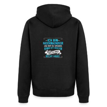 MASCHINENBAUINGENIEUR - Unisex Premium Bio Zip Hoodie - Schwarz - Hinten - Nico (187cm)