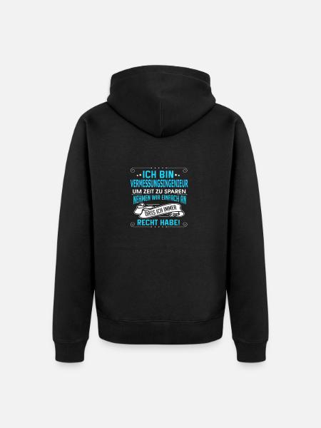 VERMESSUNGSINGENIEUR - Unisex Premium Bio Zip Hoodie - Schwarz