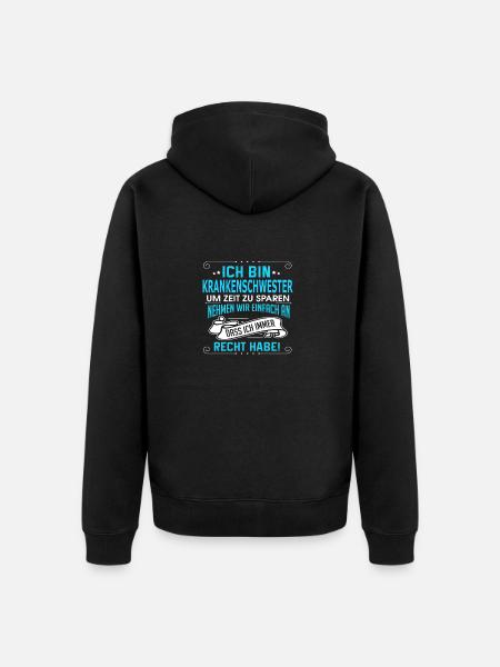 KRANKENSCHWESTER - Unisex Premium Bio Zip Hoodie - Schwarz