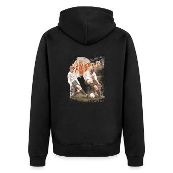 fußball sonne vintage jungs jungen boy must have - Unisex Premium Bio Zip Hoodie - Schwarz - Hinten - Nico (187cm)