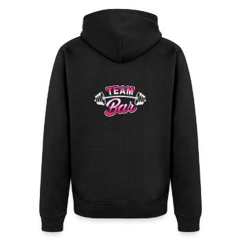 Team Bar - Workout - EN - Veste à capuche bio Premium Unisexe - noir - Dos - Nico (187cm)